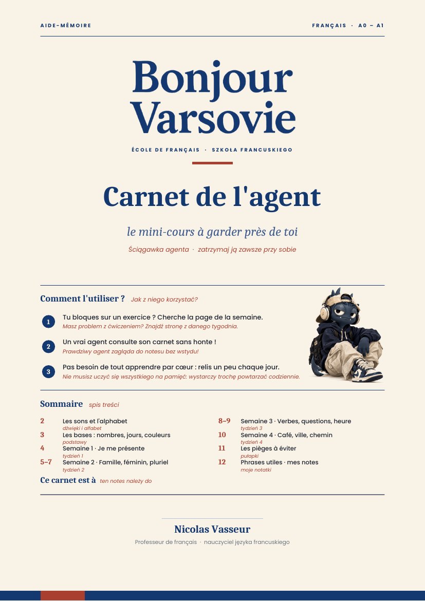 Couverture du carnet de l’agent, avec le petit monstre bleu